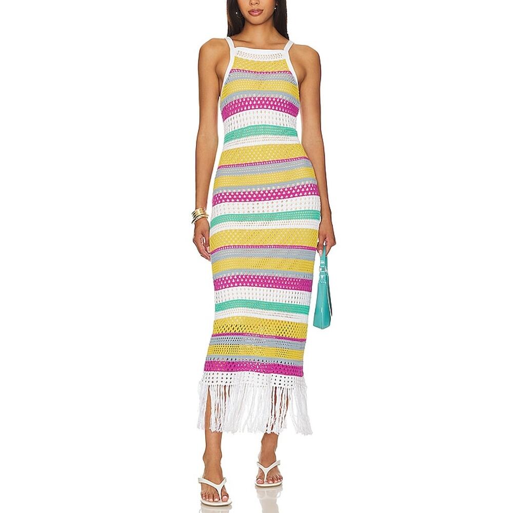 525 Crochet Cyan Multi Lucia Dress Size S